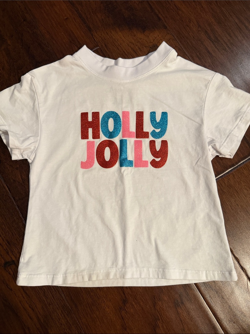 White Kids Short-Sleeve 'Holly Jolly' Graphic Tee - Multicolor Glitter